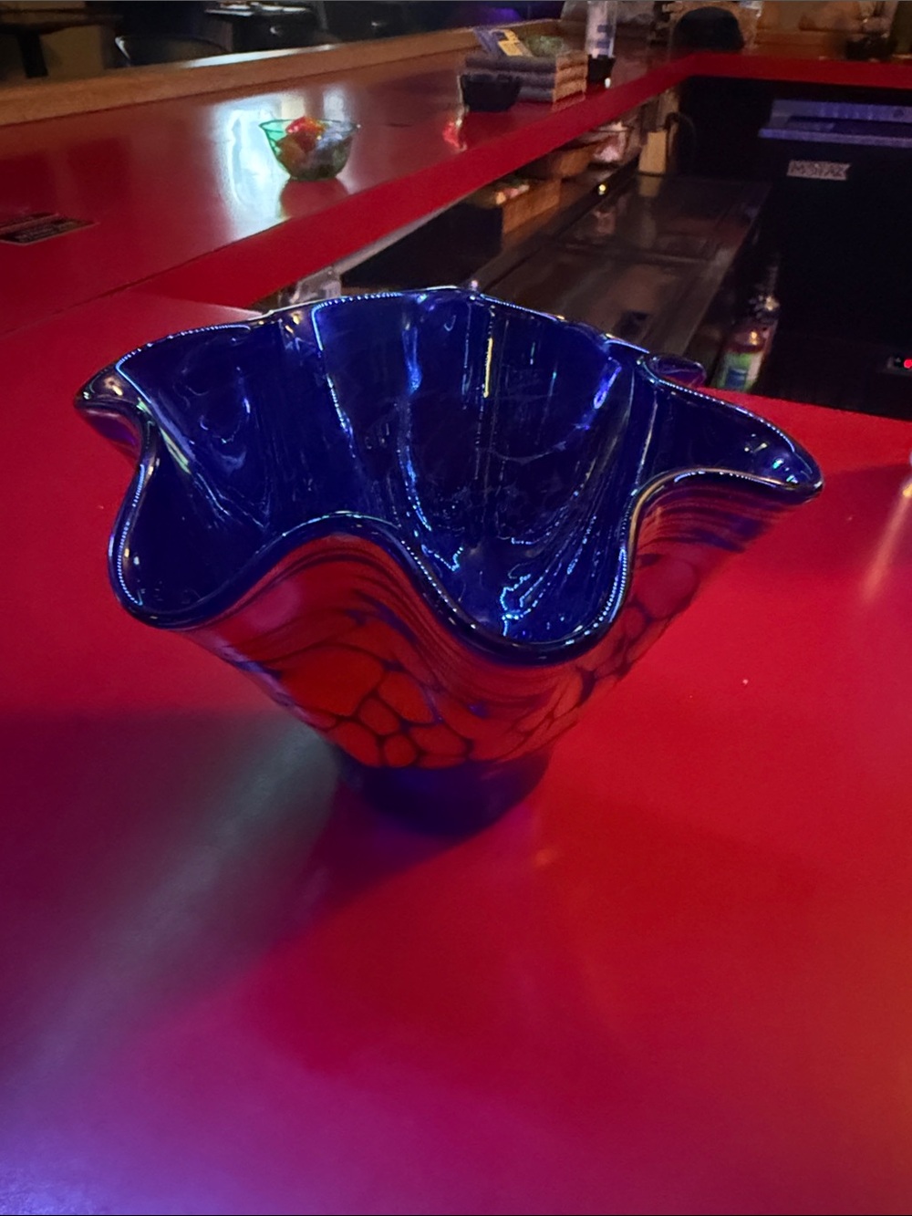 Handblown Art Glass Vase in Red and Blue - Somewhere 2012 - Picture 2 of 3